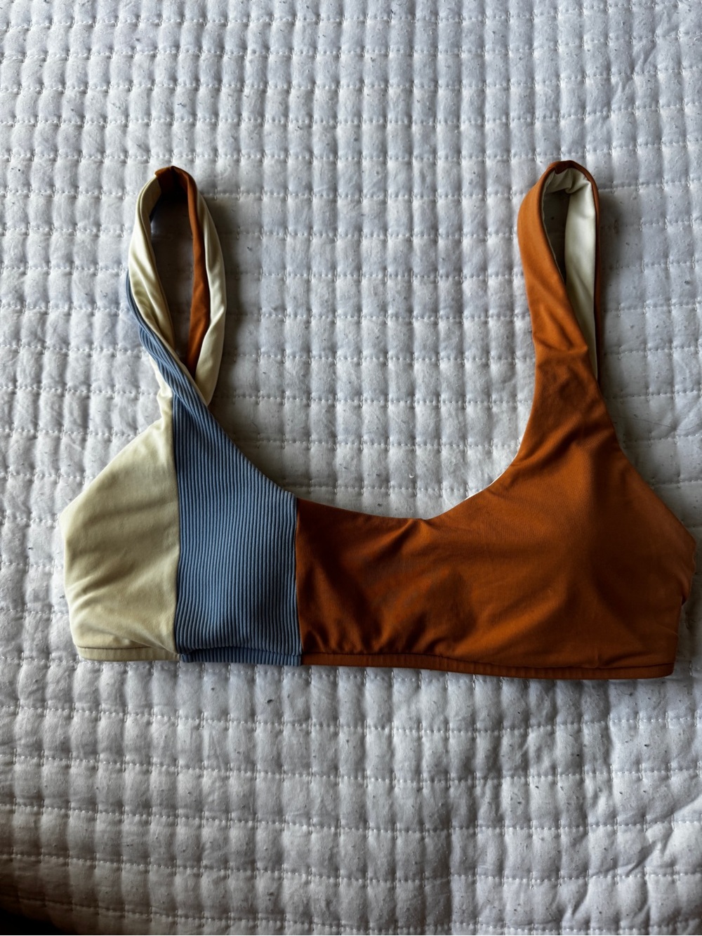 l*space Colorblock Bikini Top in Rust, Cream & Dusty Blue